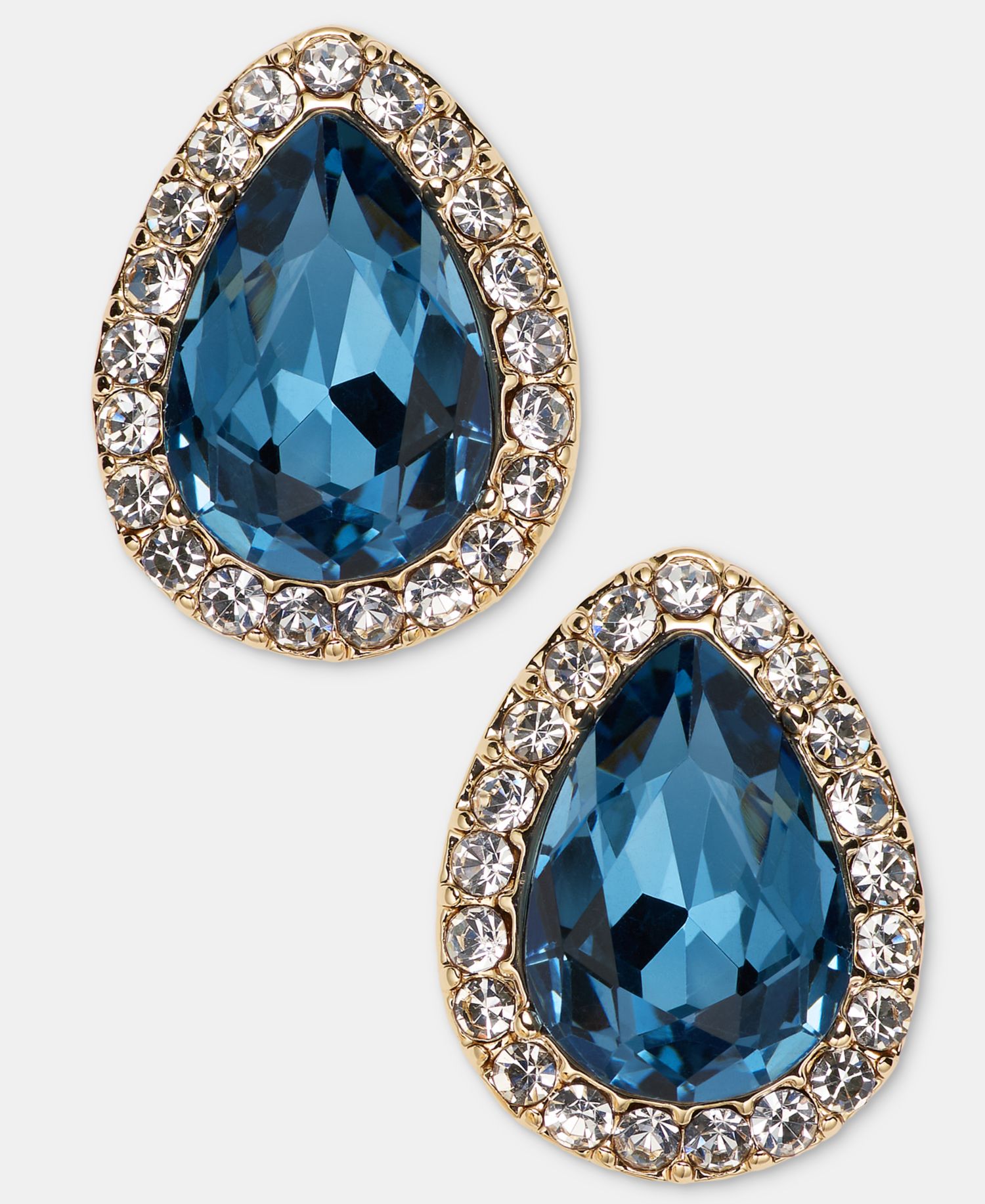 Crystal Pear-Shape Halo Stud Earrings