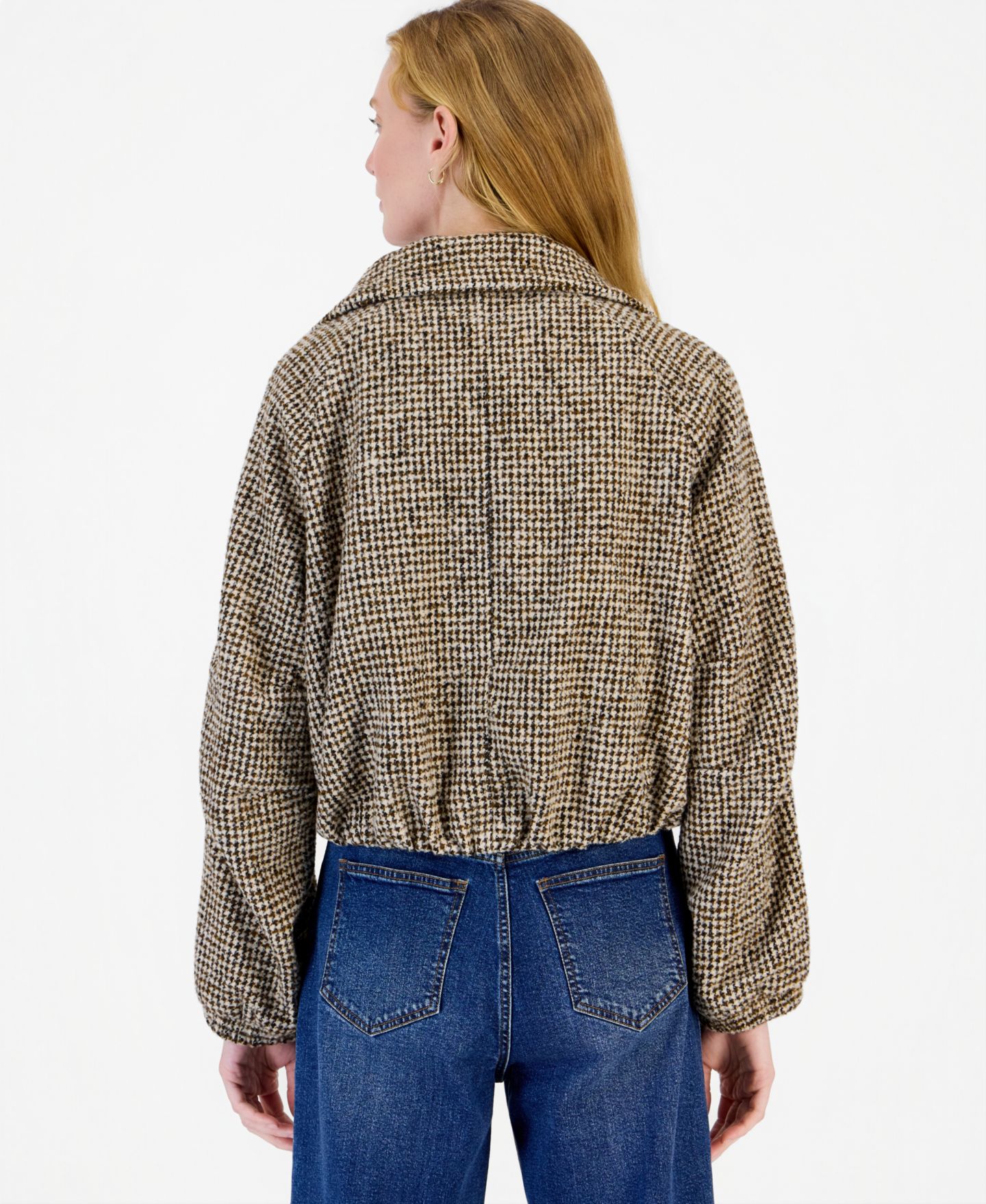 Женская куртка On 34th Cropped Houndstooth Bubble Bomber, цвет: Коричневый — фото 3