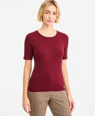 Women's Short-Sleeve Scoop-Neck Sweater