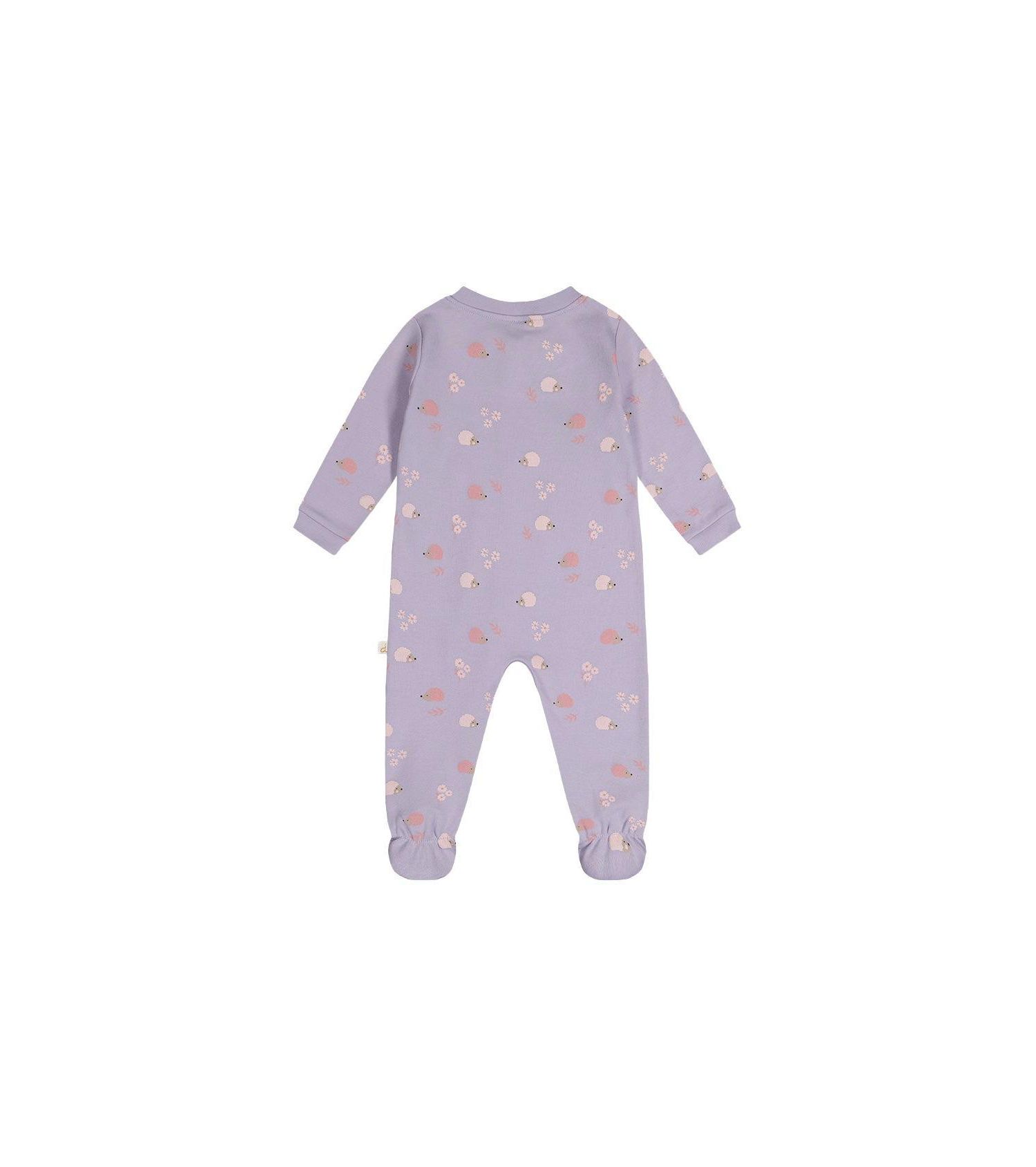 Baby Girls Cotton One Piece Pajama Purple Hedgehog Print