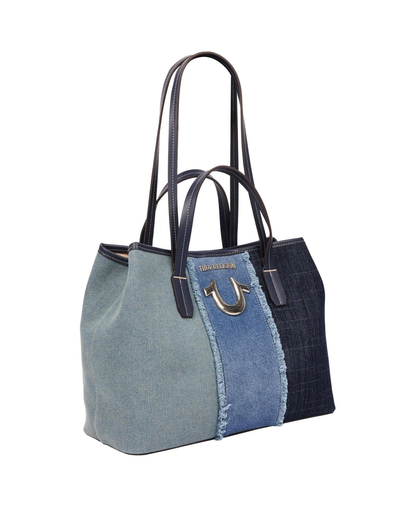 Женская сумка True Religion Frayed Denim Horseshoe Tote with Removable Wristlet, цвет: Синий — фото 3