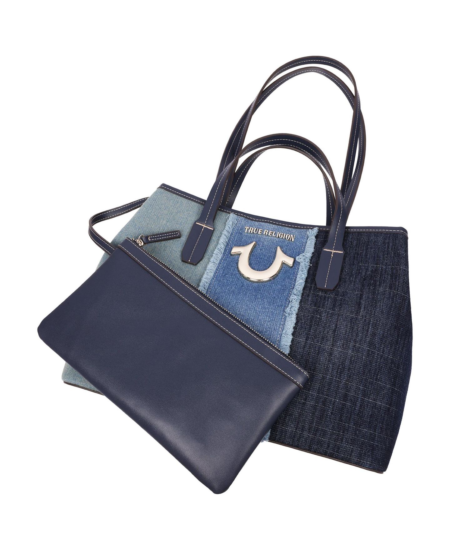 Женская сумка True Religion Frayed Denim Horseshoe Tote with Removable Wristlet, цвет: Синий — фото 8