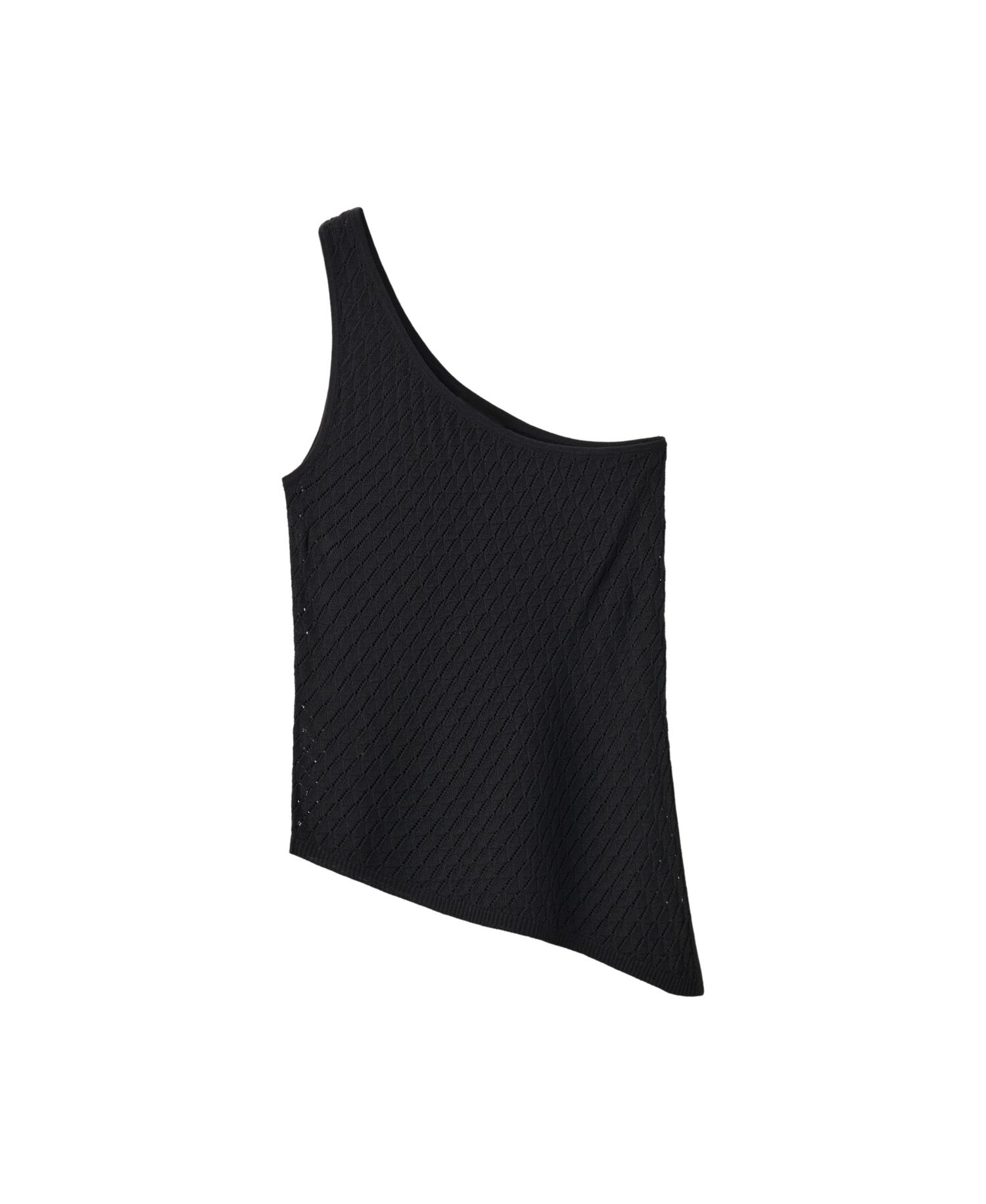 Women's One-Shoulder Open-Knit Side-Slit Top