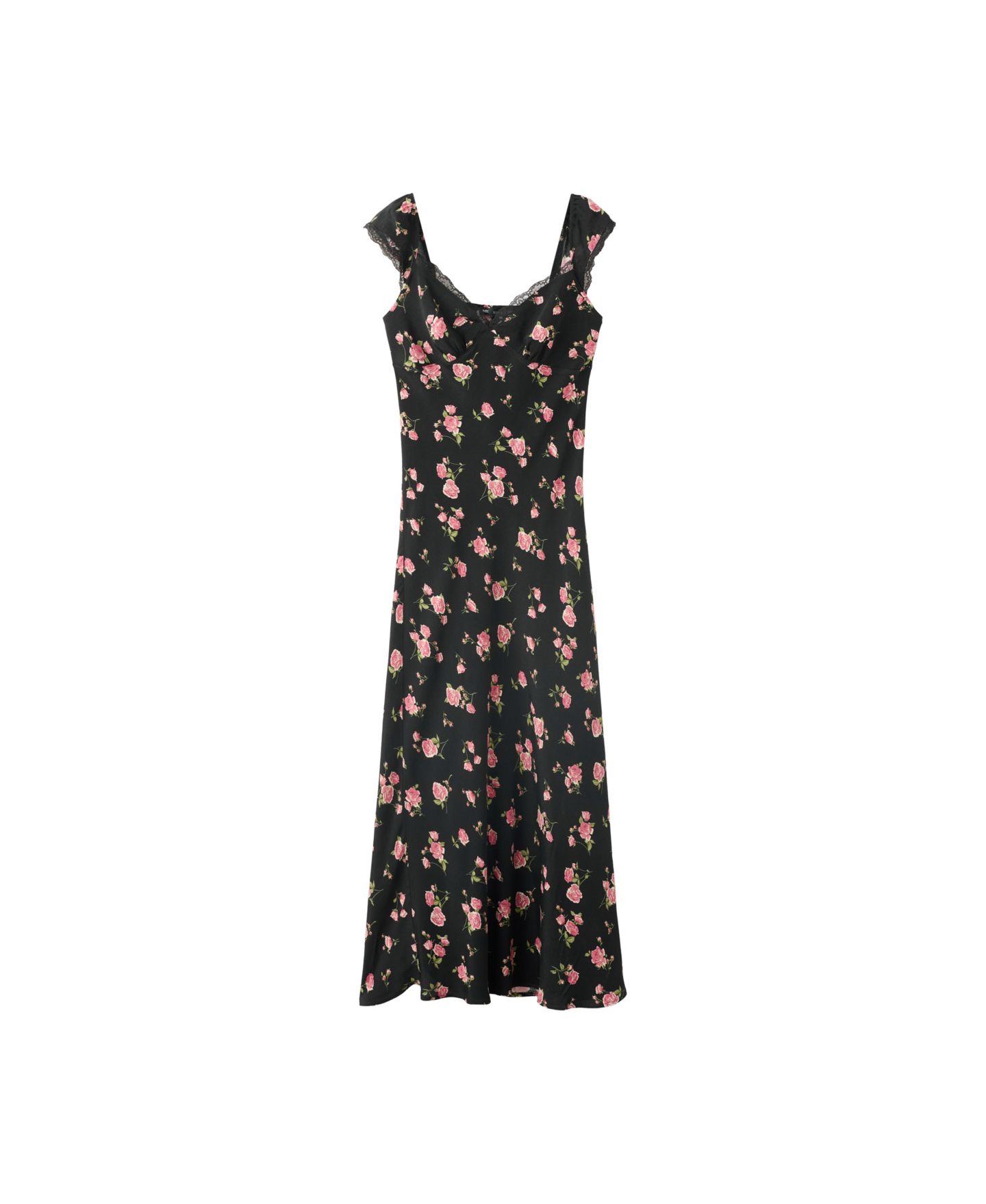 Женское платье Mango Short-Sleeve V-Neck Floral-Print Midi, цвет: Чёрный — фото 4