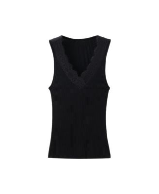 Women's Ribbed Lace Tank Top