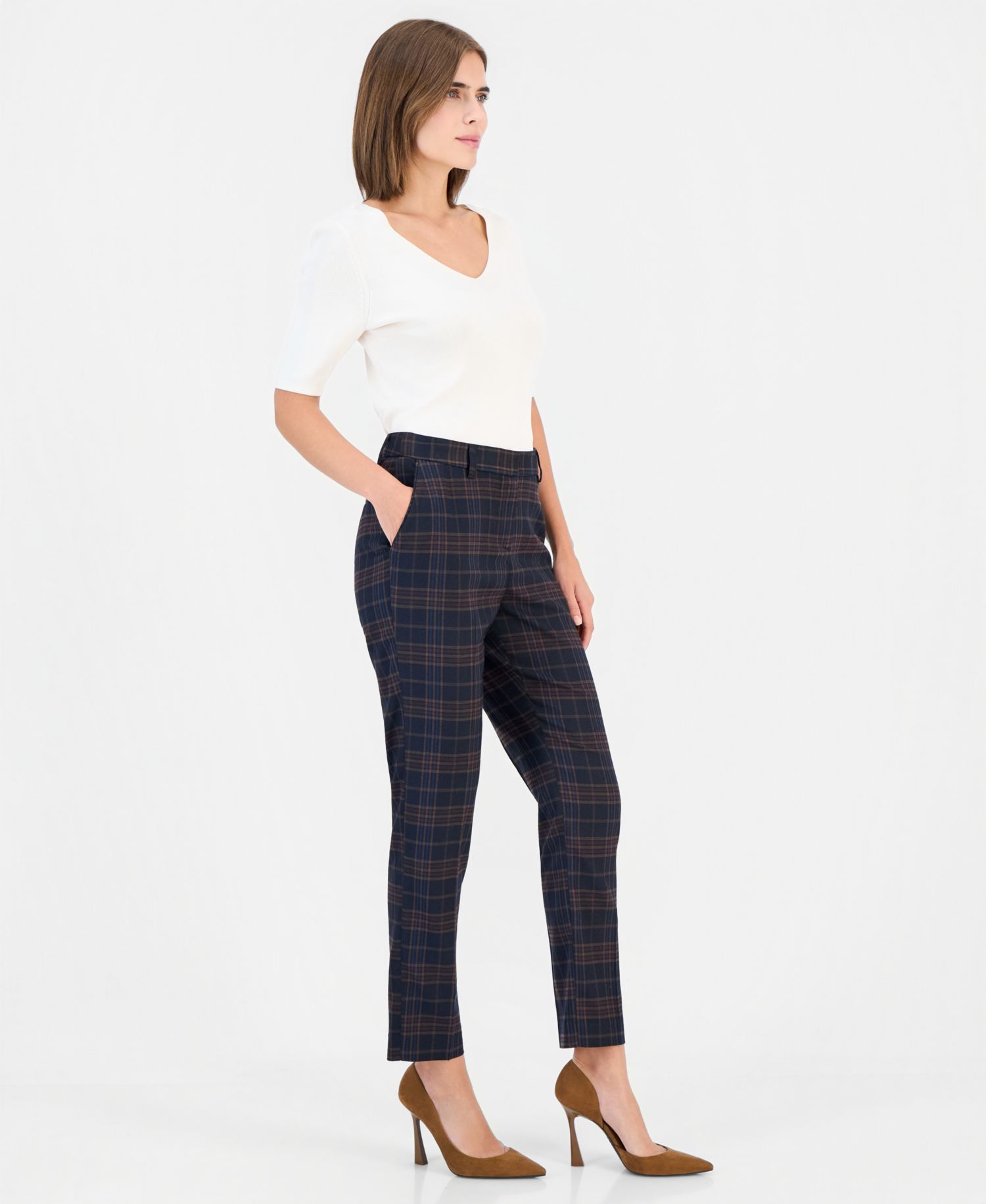 Women's Plaid Slim Fit Straight Pants