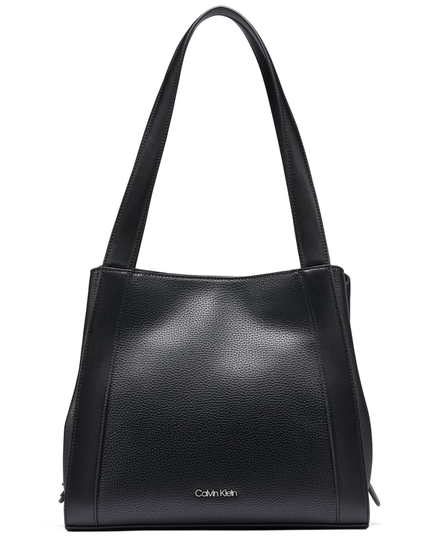 Женская сумка Calvin Klein Masie Magnetic Snap Medium Tote Handbag, цвет: Чёрный / Серебряный — фото 1
