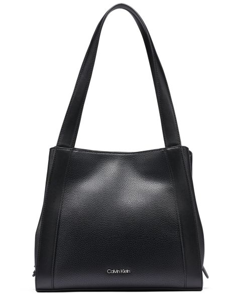 Женская сумка Calvin Klein Masie Magnetic Snap Medium Tote Handbag, цвет: Чёрный / Серебряный