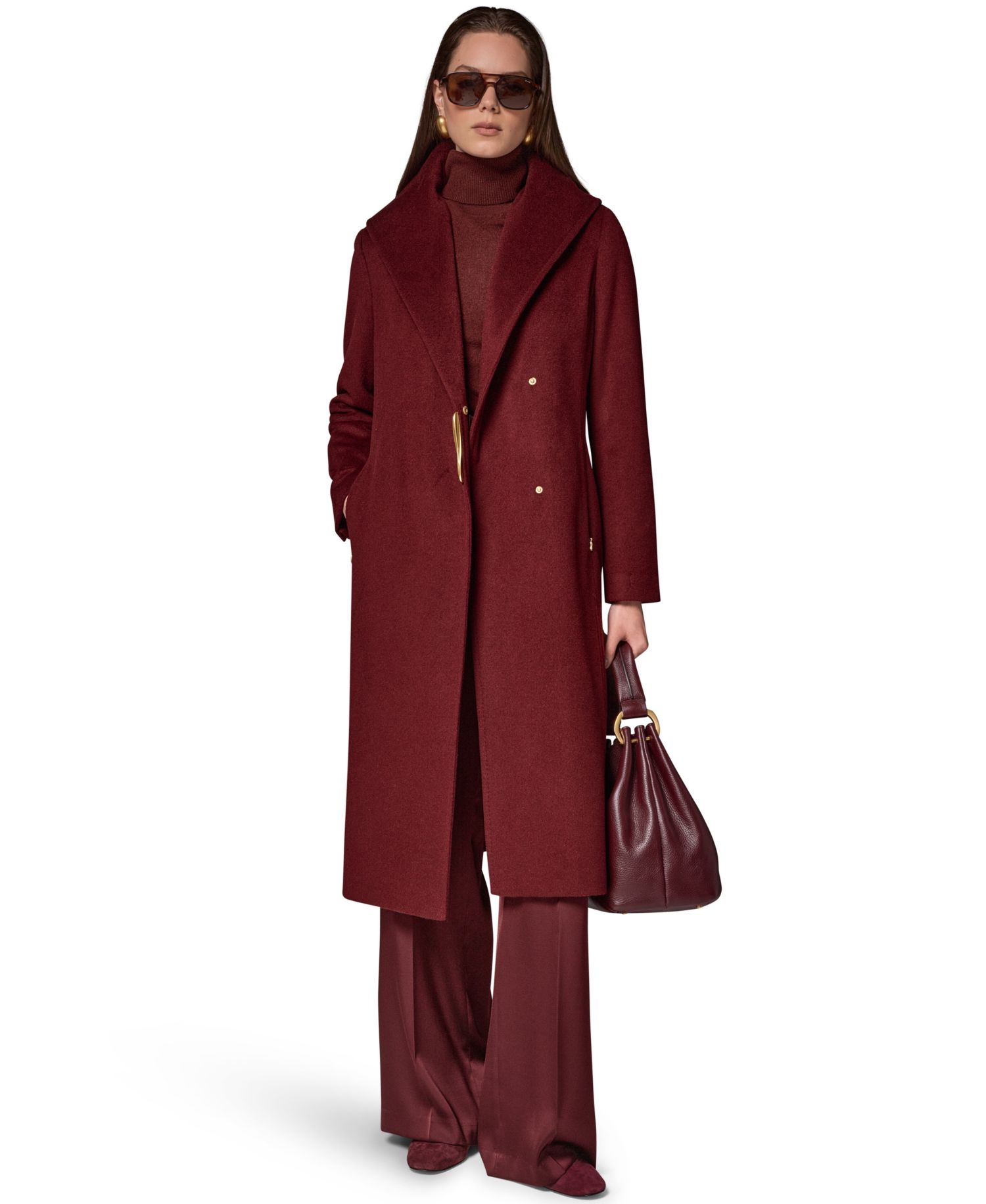 Women's Belted Wrap Wool-Blend Coat