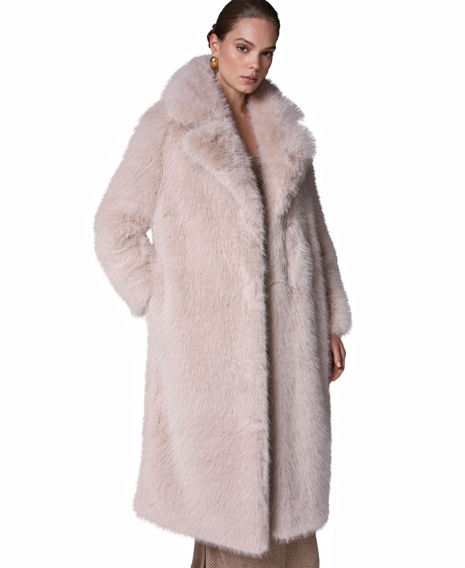 Women's Maxi Collared Faux-Fur Coat