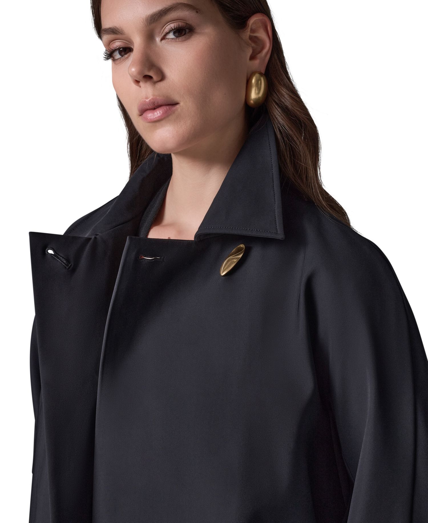 Women's Buttoned Water-Resistant Lined Raincoat