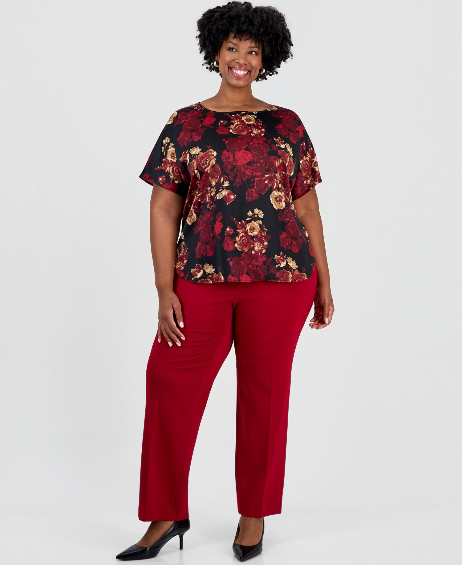 Plus Size Floral-Print Blouse