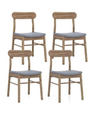 Armless Fabric Upholstered Dining Chairs Set of 4 with Curved Back