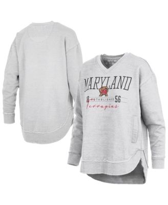 Women's Heather Gray Maryland Terrapins Marcus East Hall Poncho V-Neck Sweatshirt