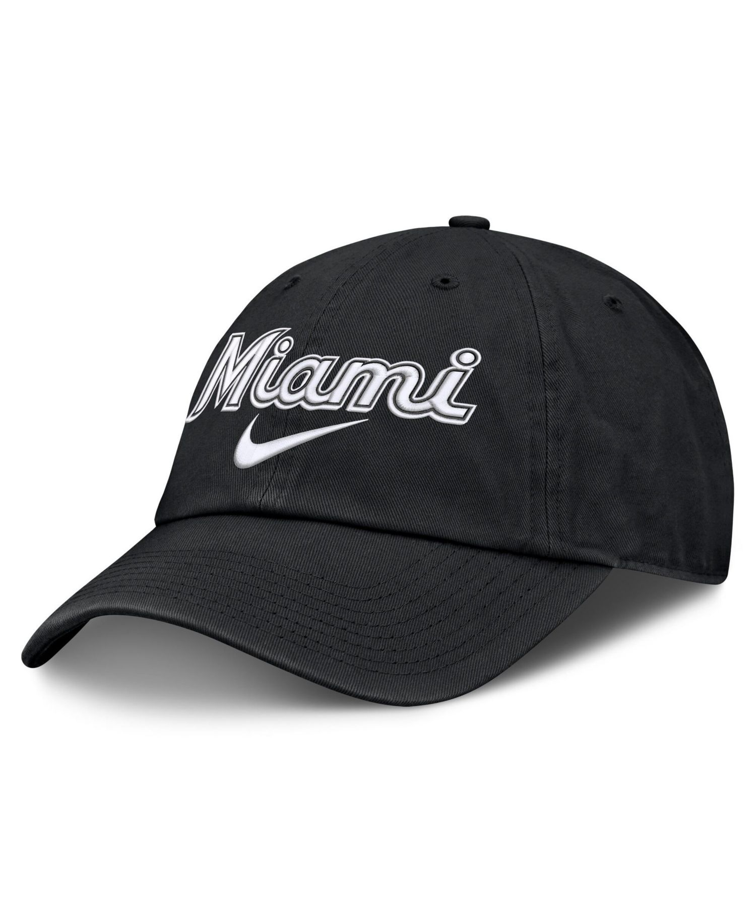 Men's Black Miami Marlins Primetime Club Adjustable Hat