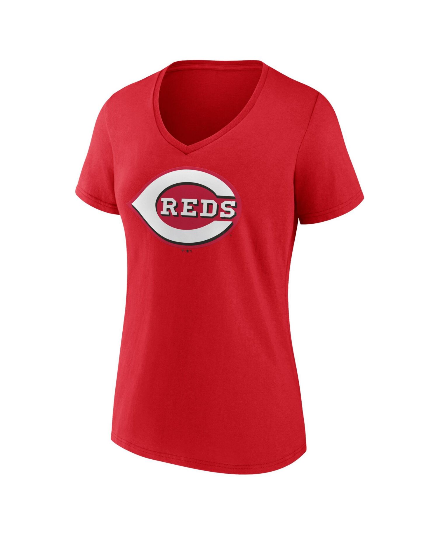Women's Red Cincinnati Reds Logo Athletic V-Neck T-Shirt
