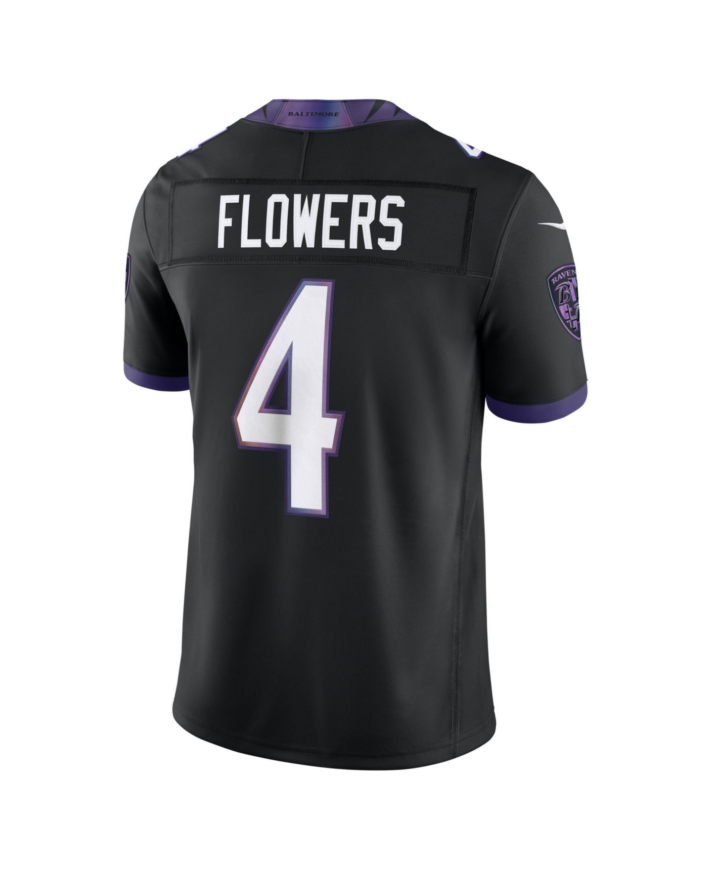 Мужской топ Nike Zay Flowers Black Baltimore Ravens Alternate Vapor F.U.S.E. Stitched Limited Jersey — фото 2