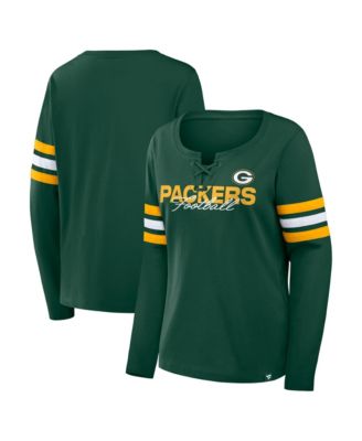 Women's Green  Bay Packers Team First Coverage Scheme Lace-Up Long Sleeve T-Shirt