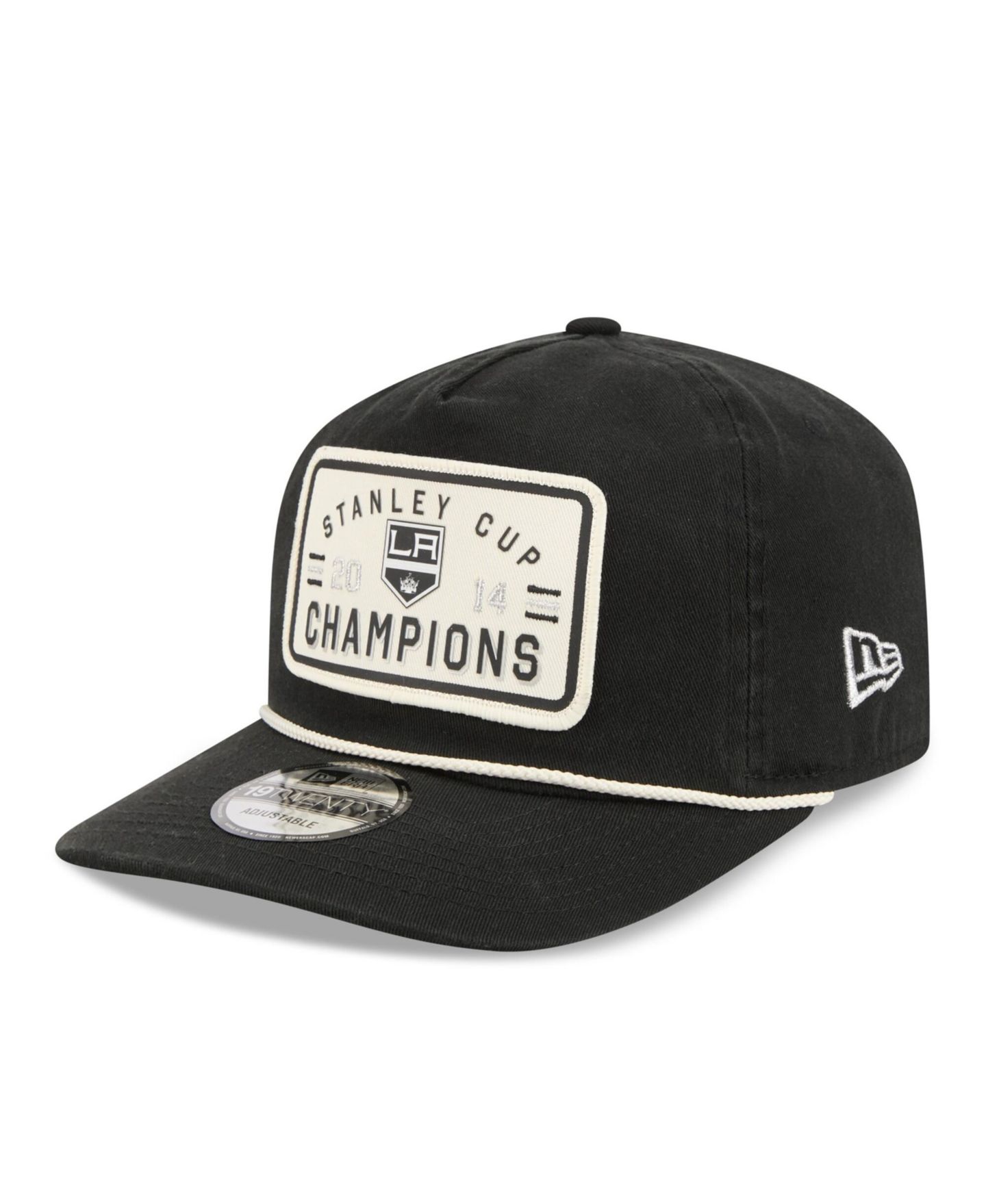 Мужская кепка New Era Black Los Angeles Kings Throwback Stanley Cup Champions Side Patch 19TWENTY Adjustable Hat — фото 3