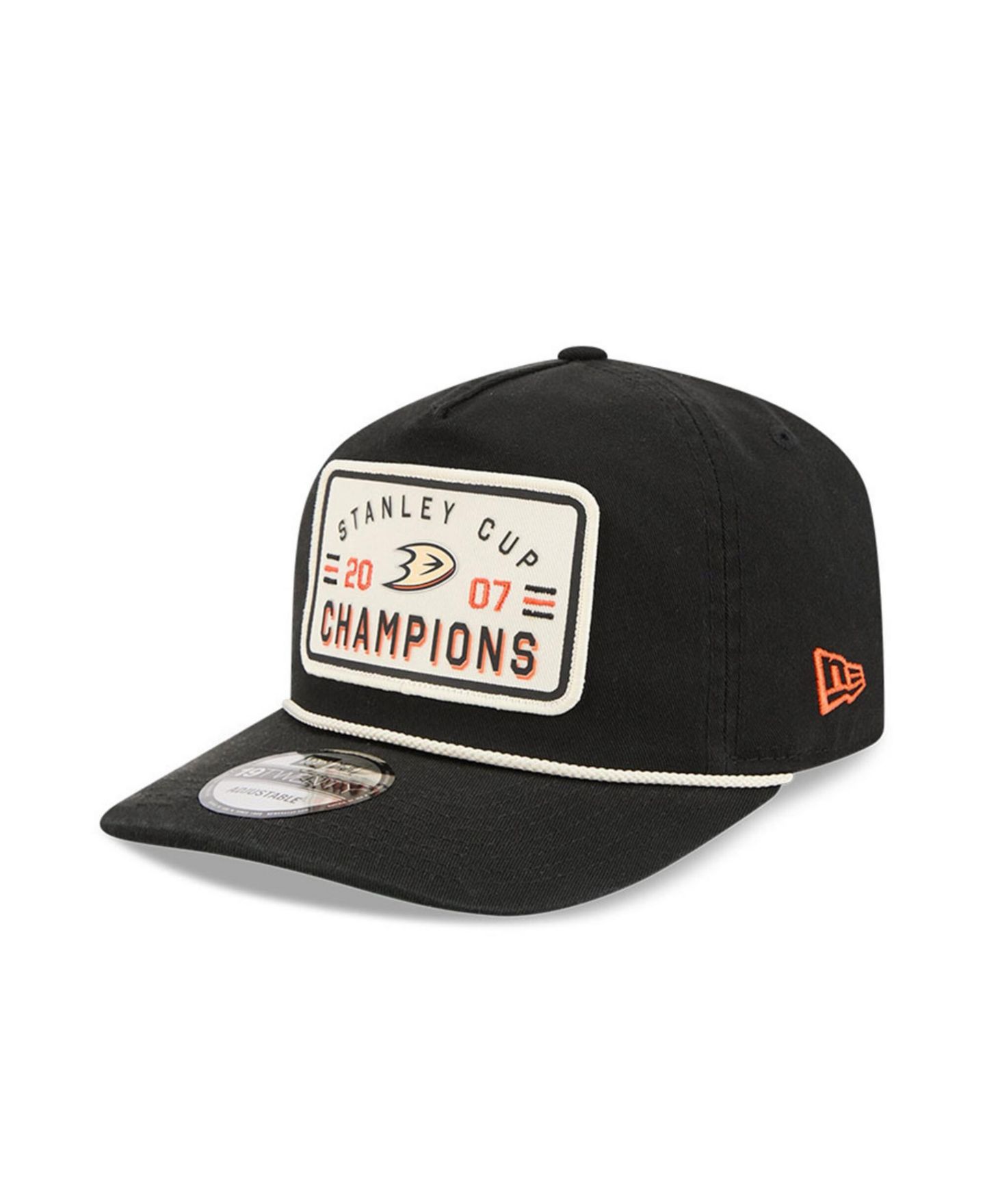 Мужская кепка New Era Black Anaheim Ducks Throwback Stanley Cup Champions Side Patch 19TWENTY Adjustable Hat — фото 3