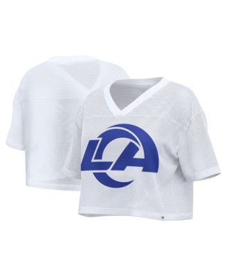 Women's Los Angeles Rams Oversized Mesh Cropped V-Neck Jersey