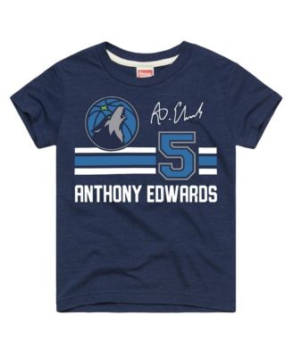 Big Boys and Girls Anthony Edwards Navy Minnesota Timberwolves Remix Signature Name & Number Tri-Blend T-Shirt
