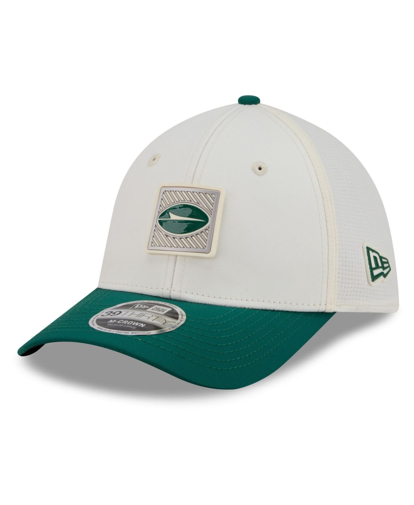 Мужская кепка New Era Cream/Green New York Jets 2026 NFL Training Camp 39THIRTY Flex Hat — фото 3