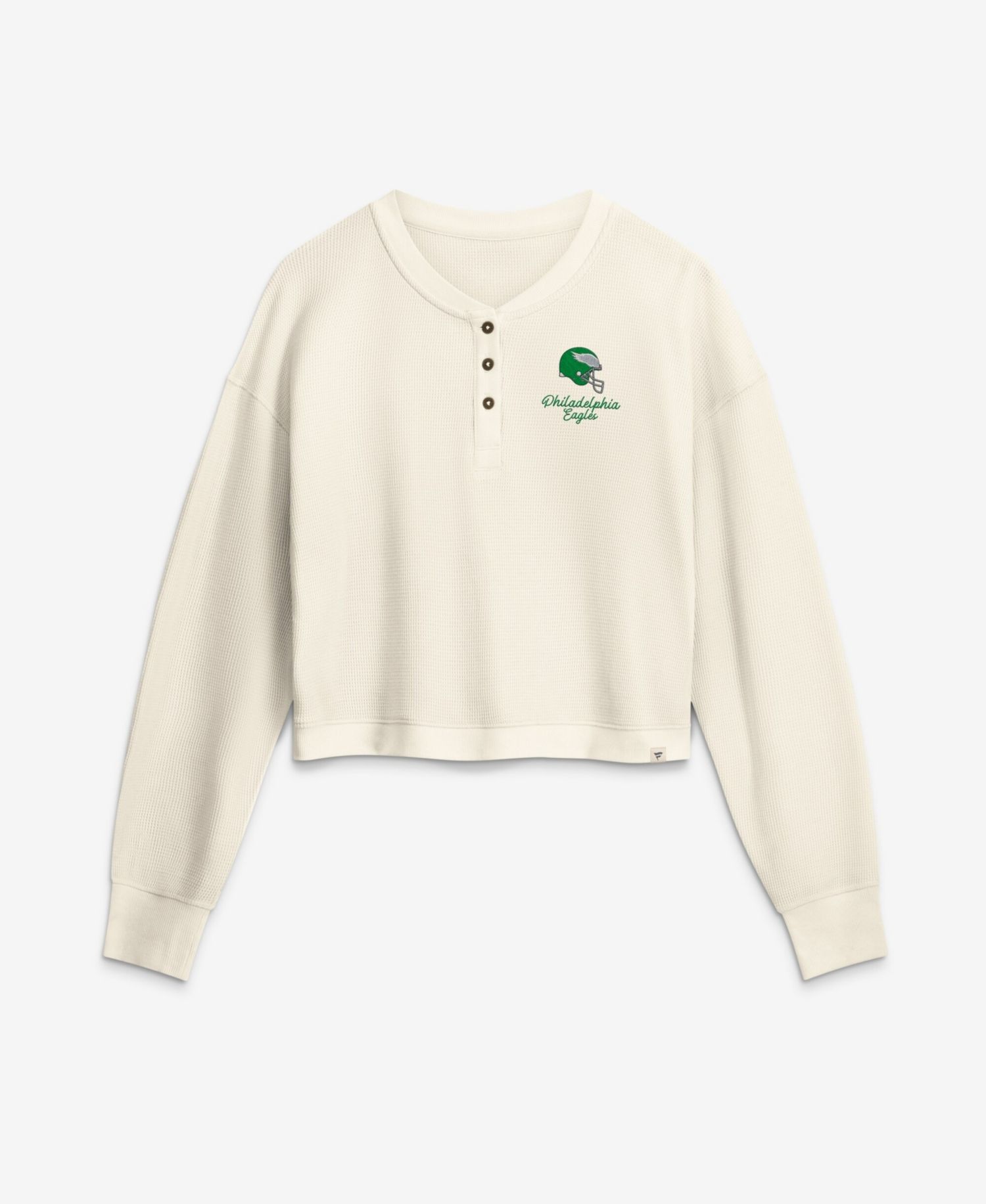 Women's Philadelphia Eagles Cropped Long-Sleeve Henley Shirt