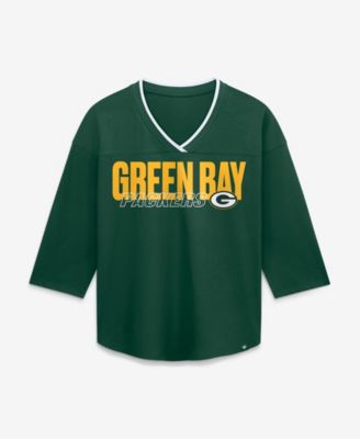Women's Green  Bay Packers Team First Deceptive Juke 3/4-Sleeve V-Neck T-Shirt