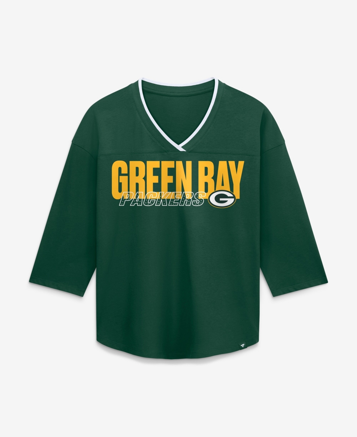 Fanatics Women's Green Bay Packers Team First Deceptive Juke 3/4-Sleeve V-Neck T-Shirt - Green