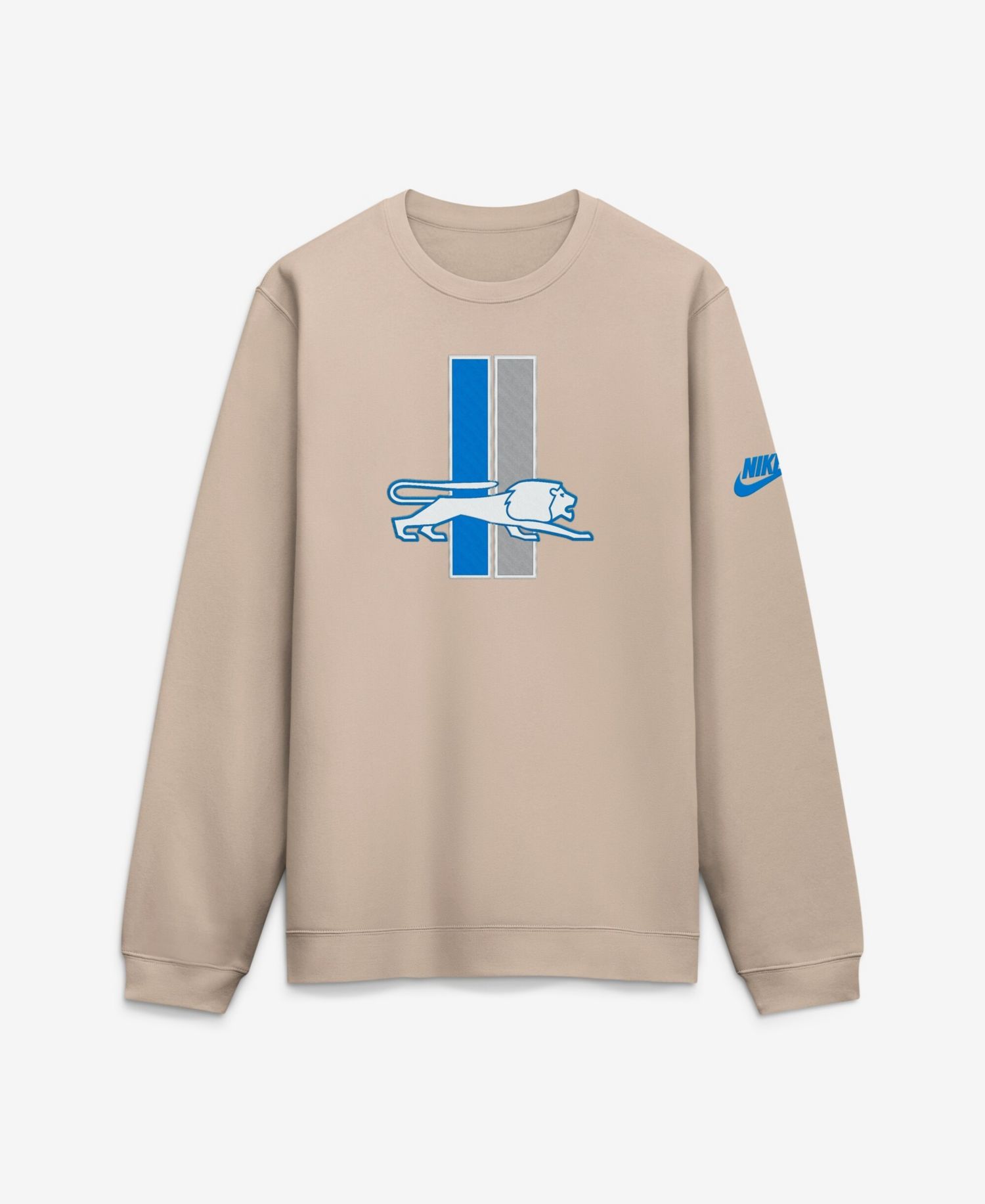 Men's Sand Detroit Lions I-Formation Rewind Club Crew Sweatshirt