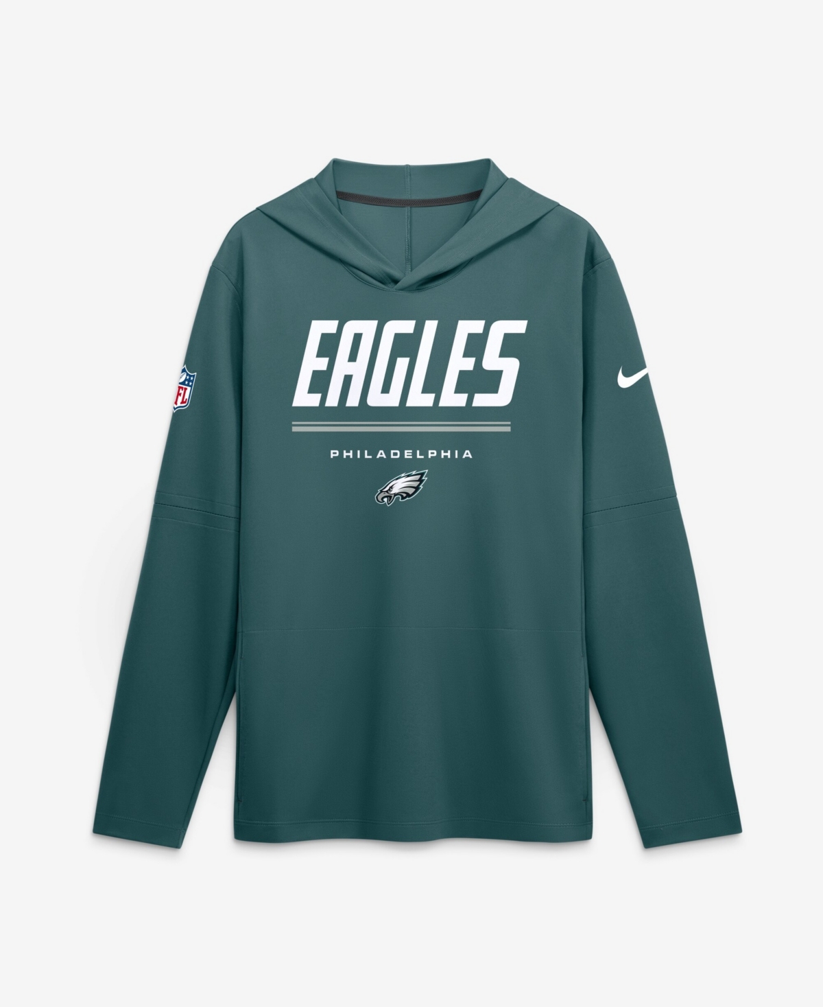 Nike Men's Midnight Green Philadelphia Eagles Sideline Game On Lightweight Long Sleeve Dri-fit Hoodie - Midnight Green, Black