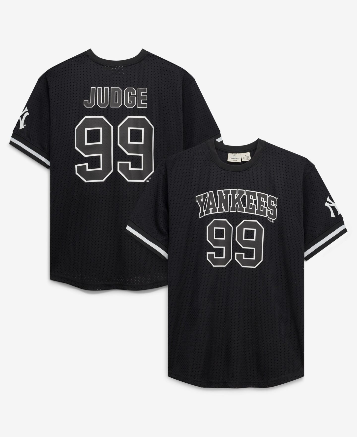 Мужской топ Fanatics Aaron Judge Black/White New York Yankees Big & Tall Heavyweight Mesh Jersey — фото 1