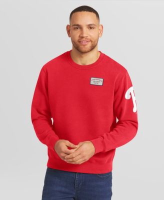 Men's Red Philadelphia Phillies Washed Crew Neck Pullover Sweatshirt