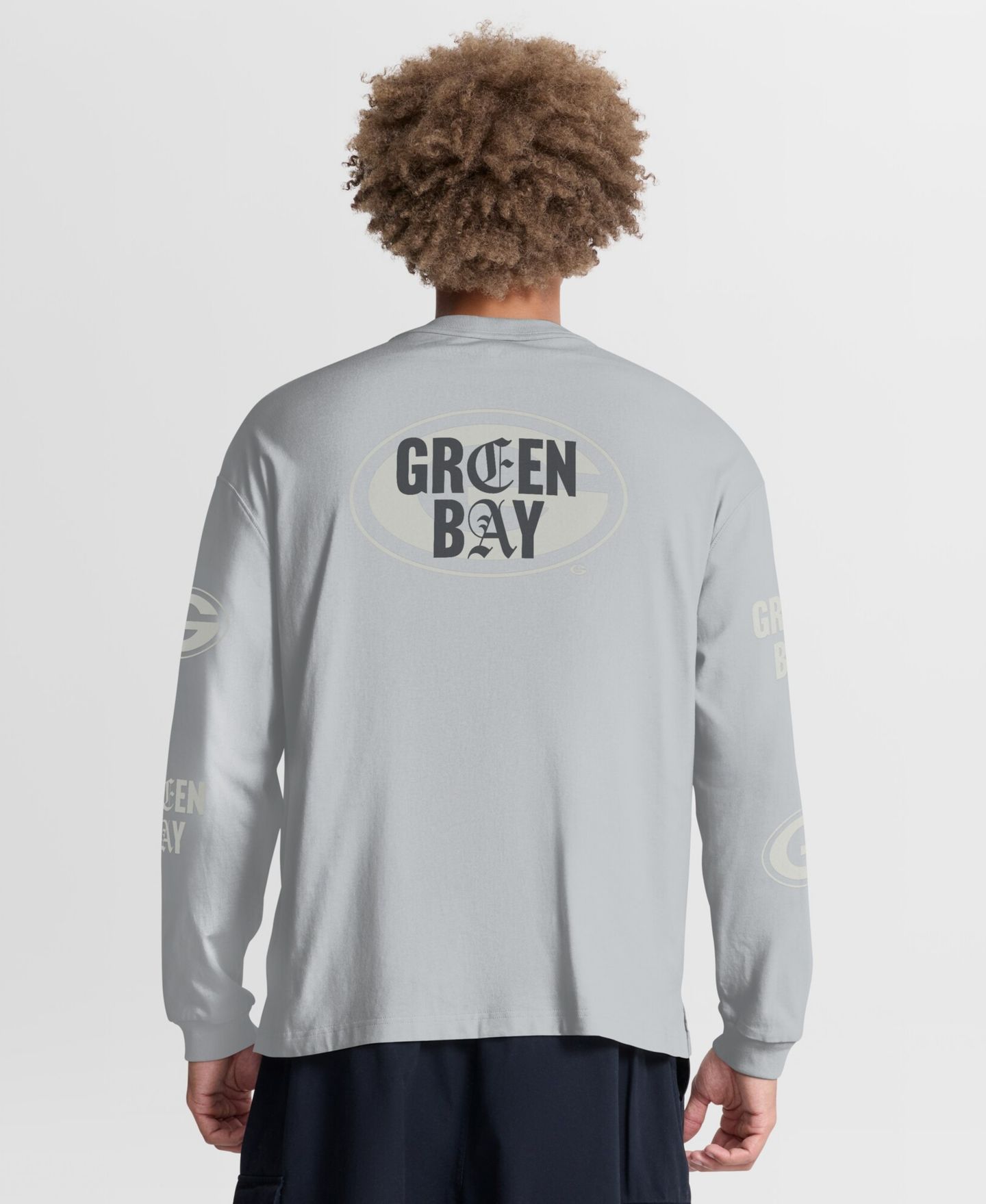 Мужская футболка Fanatics Gray Green Bay Packers Oversized Type Play Long Sleeve — фото 4