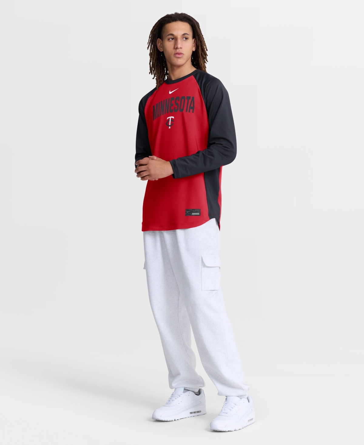 Nike Men's Red Minnesota Twins Authentic Collection Raglan Dri-fit Sweatshirt