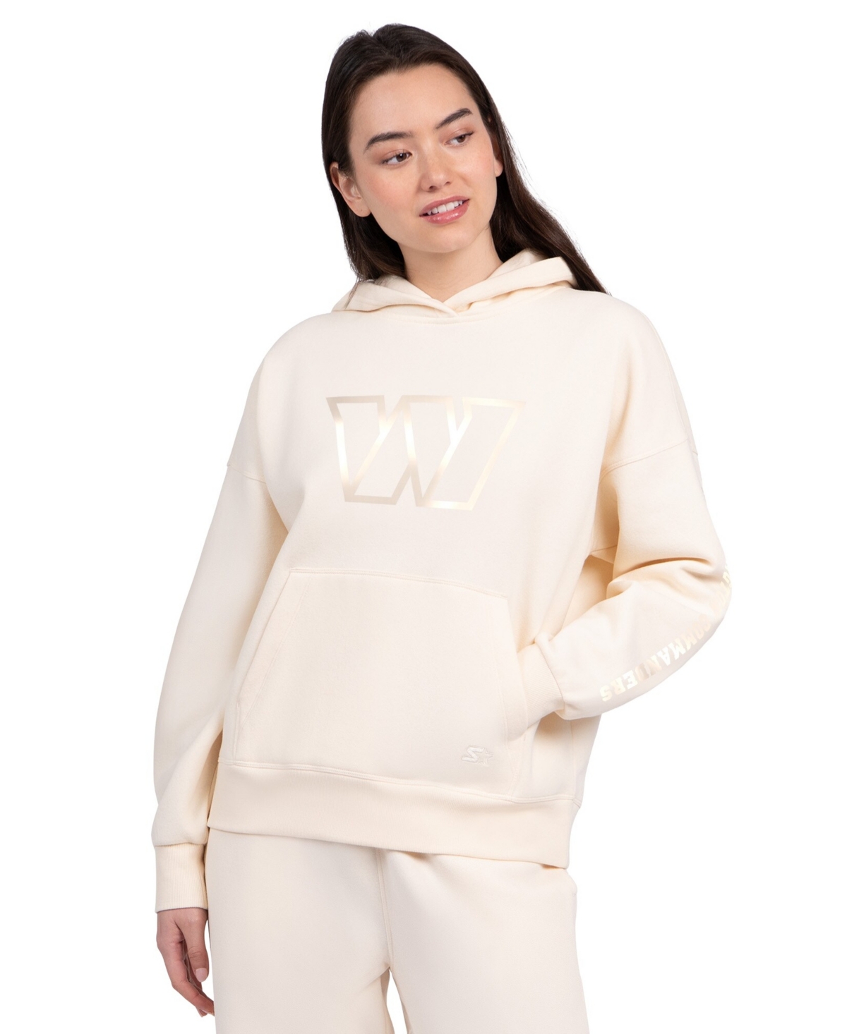 Starter Women's Cream Washington Commanders Pastel Relaxed Travel Hoodie