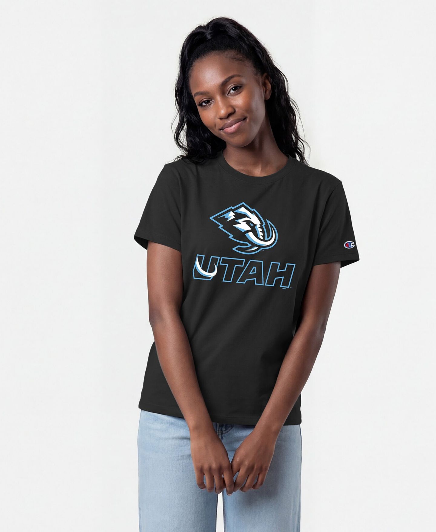 Женская футболка Champion Black Utah Mammoth Wordmark Lockup — фото 1