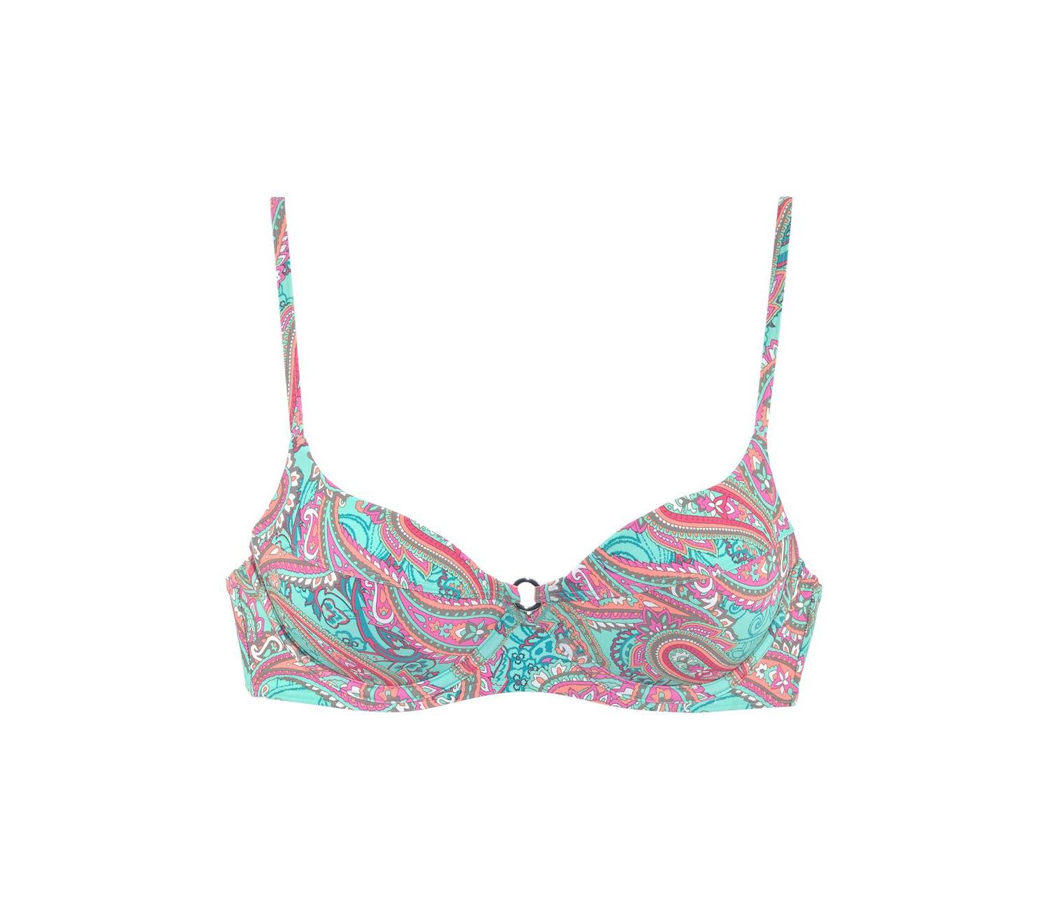 Women's Color-Block Ring Detail Removable Pads Underwire Bikini Top