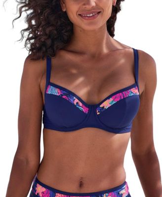 Women's Contrast Print Underwire Bikini Swimsuit Top Bra Sizing