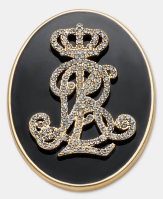 Women's Crystal Black Oval Brooch