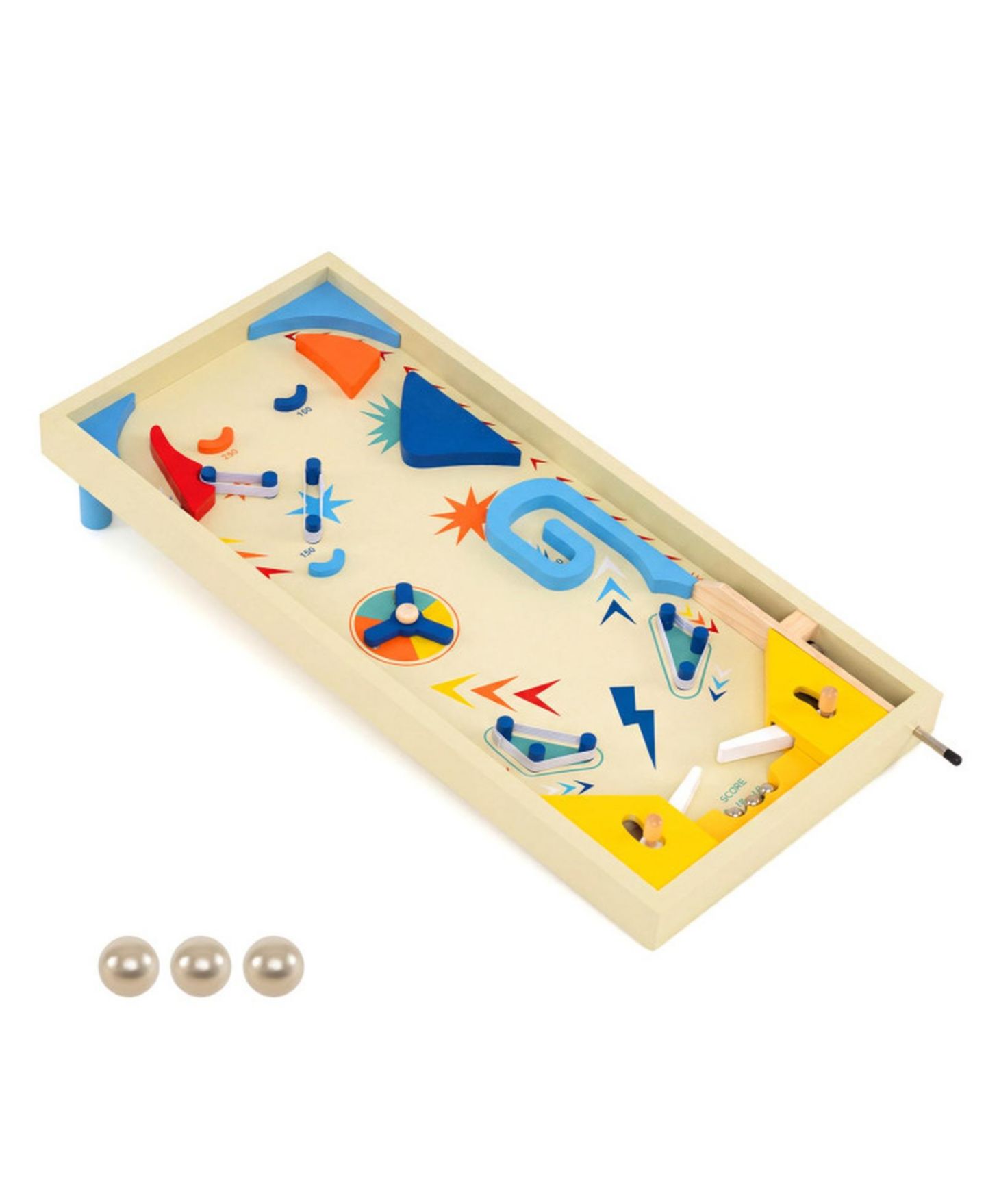 Детская игрушка HONGGE Wooden Pinball Machine with 3 Metal Balls, Ages 8+, цвет: Натуральный — фото 8