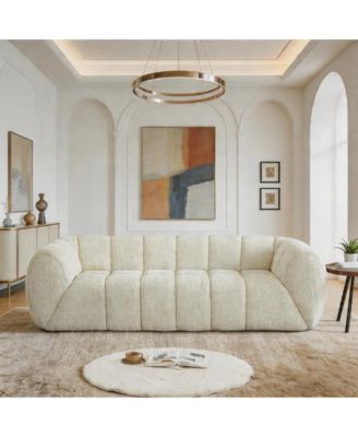 3-Seater Modern Quilted Cloud Sofa, Deep Seat Chenille Pure Foam Couch for Living Room