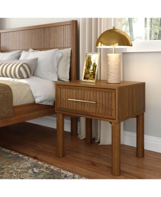 Sera Fluted 1 Drawer Nightstand with Brass Handle