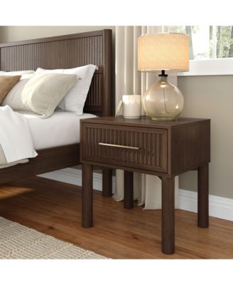 Sera Fluted 1 Drawer Nightstand with Brass Handle