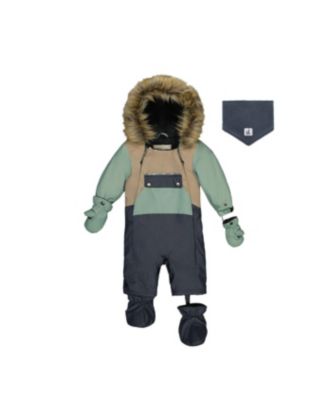 Baby Boys One Piece Snowsuit Adapted for Car Seats Cool