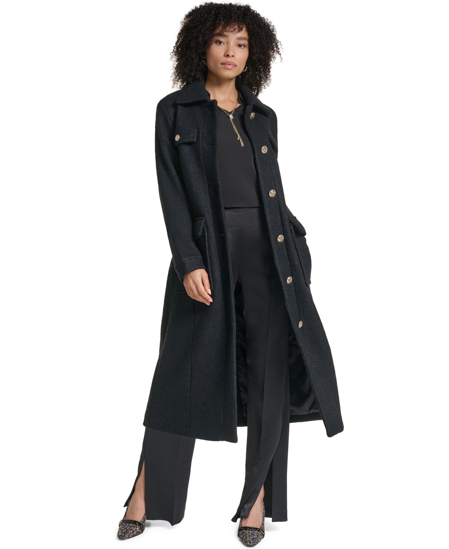 Women's Wool-Blend Long Colorblock Coat