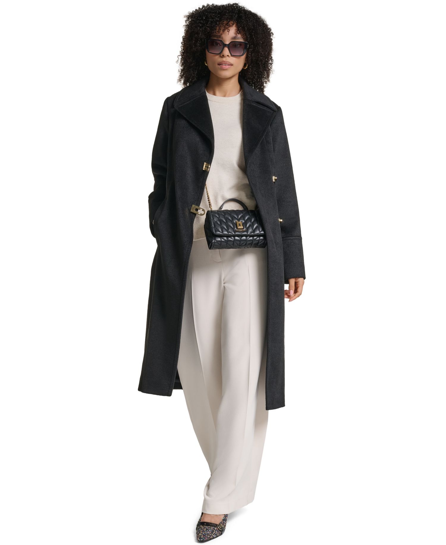 Women's Long Wool-Blend Toggle Coat