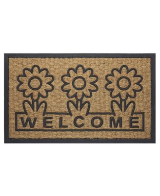 Key West Welcome Daisies Coir Bristled Outdoor All Season Welcome Mat With Rubber Trim - 18"x30"
