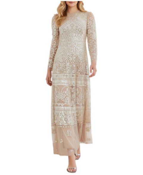 Женское платье Needle & Thread Aurora Sequin Long-Sleeve Gown, цвет: Золотой